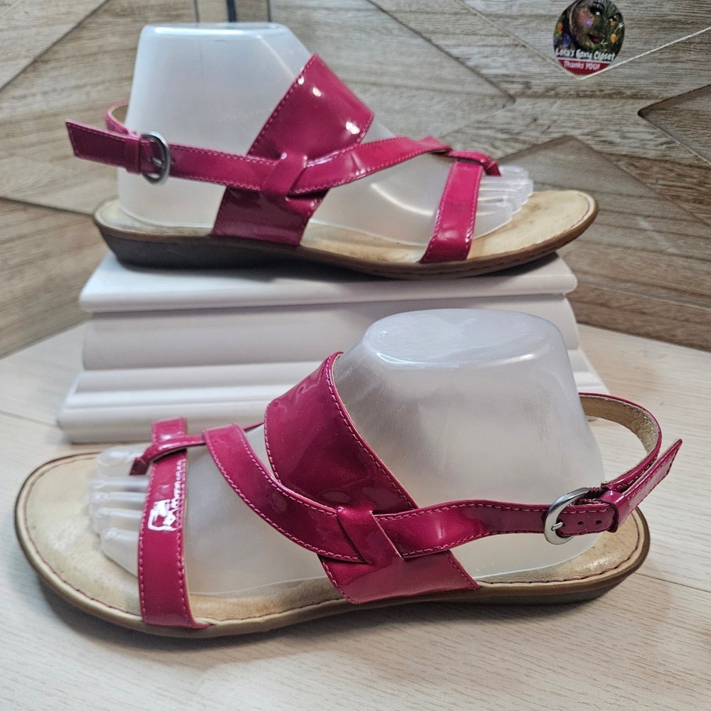 Born Sz 11 Pink‎ Patent Leather Strappy Wedge Sandals #528